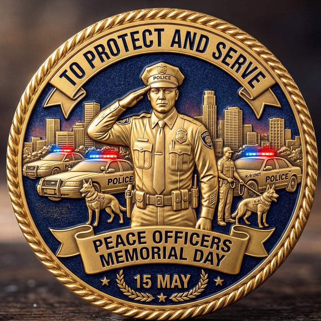 🔥Last Day 50% OFF 🔥Police Memorial Challenge Coin – Blue Lives Remembered, Courage Duty Honor