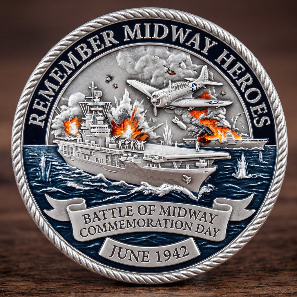 🔥Last Day 50% OFF 🔥Battle of Midway Commemoration Day Challenge Coin | Remember Midway Heroes | June 1942 Memorial Coin
