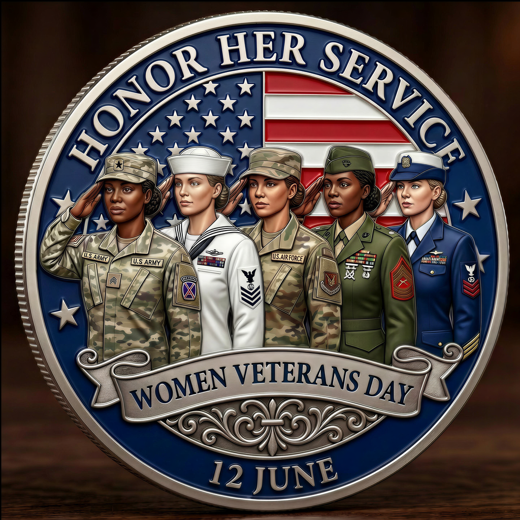 🔥Last Day 50% OFF 🔥Full Branches Women Veterans Day Challenge Coin - "Honor Her Service" 🎖️