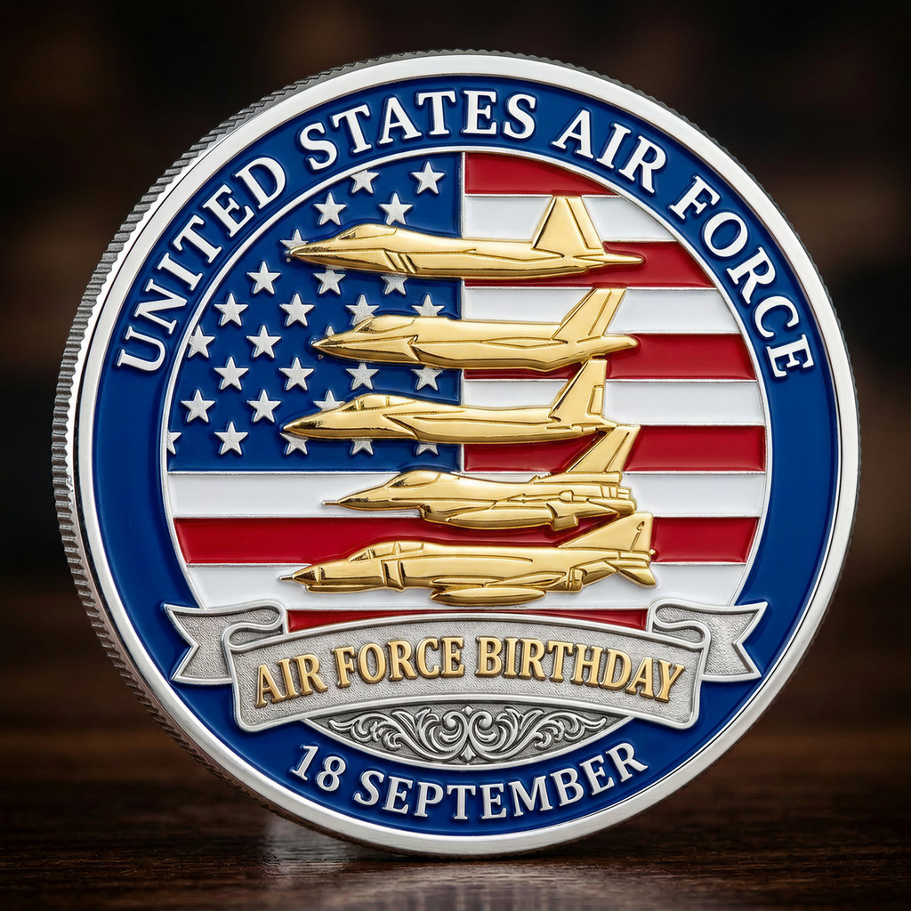 🔥Last Day 50% OFF 🔥US Air Force Birthday Challenge Coin - 3D High Relief Heritage Flight & F-22 Raptor Wingman Edition, Premium Military Veteran Gift🇺🇸