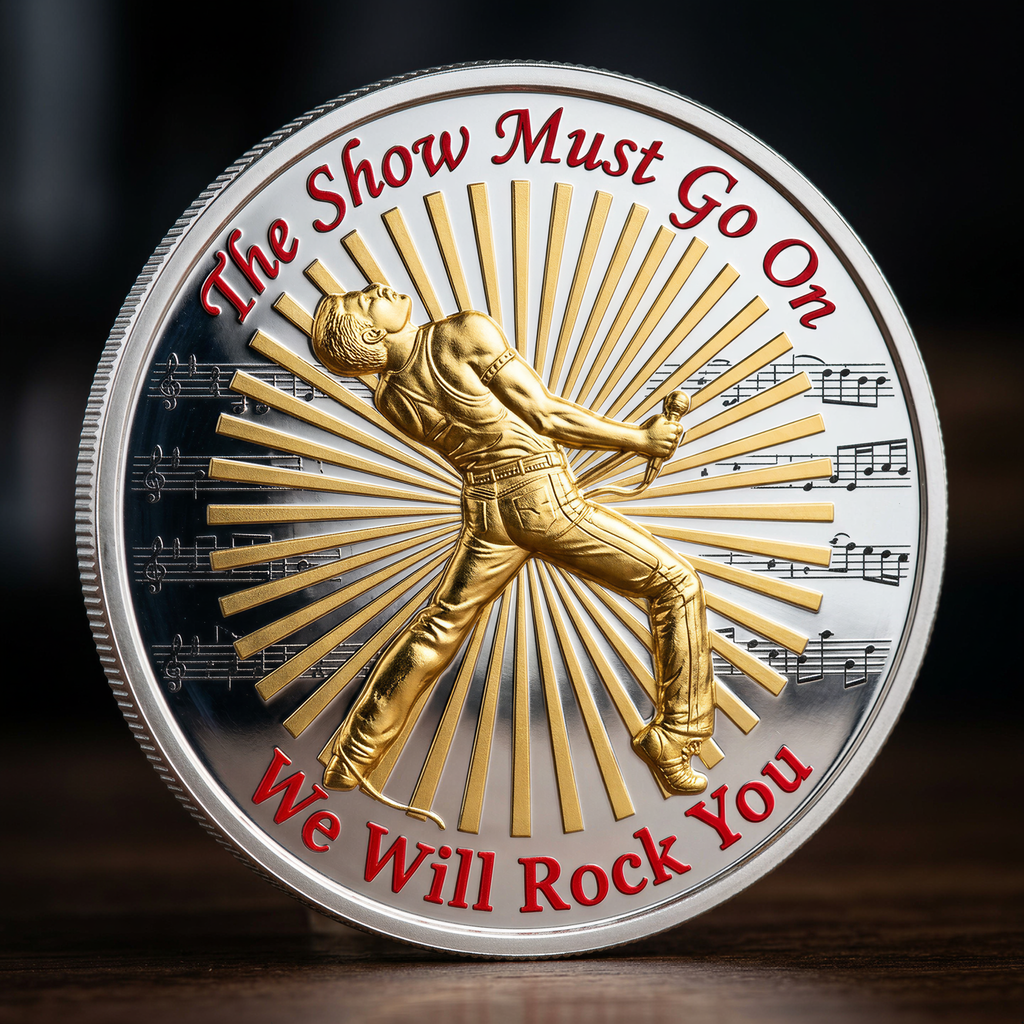 🔥Limited Edition Only 500pcs on available 🔥 🇬🇧 Queen 55th Anniversary Commemorative Coin - "The Show Must Go On"🎸👑