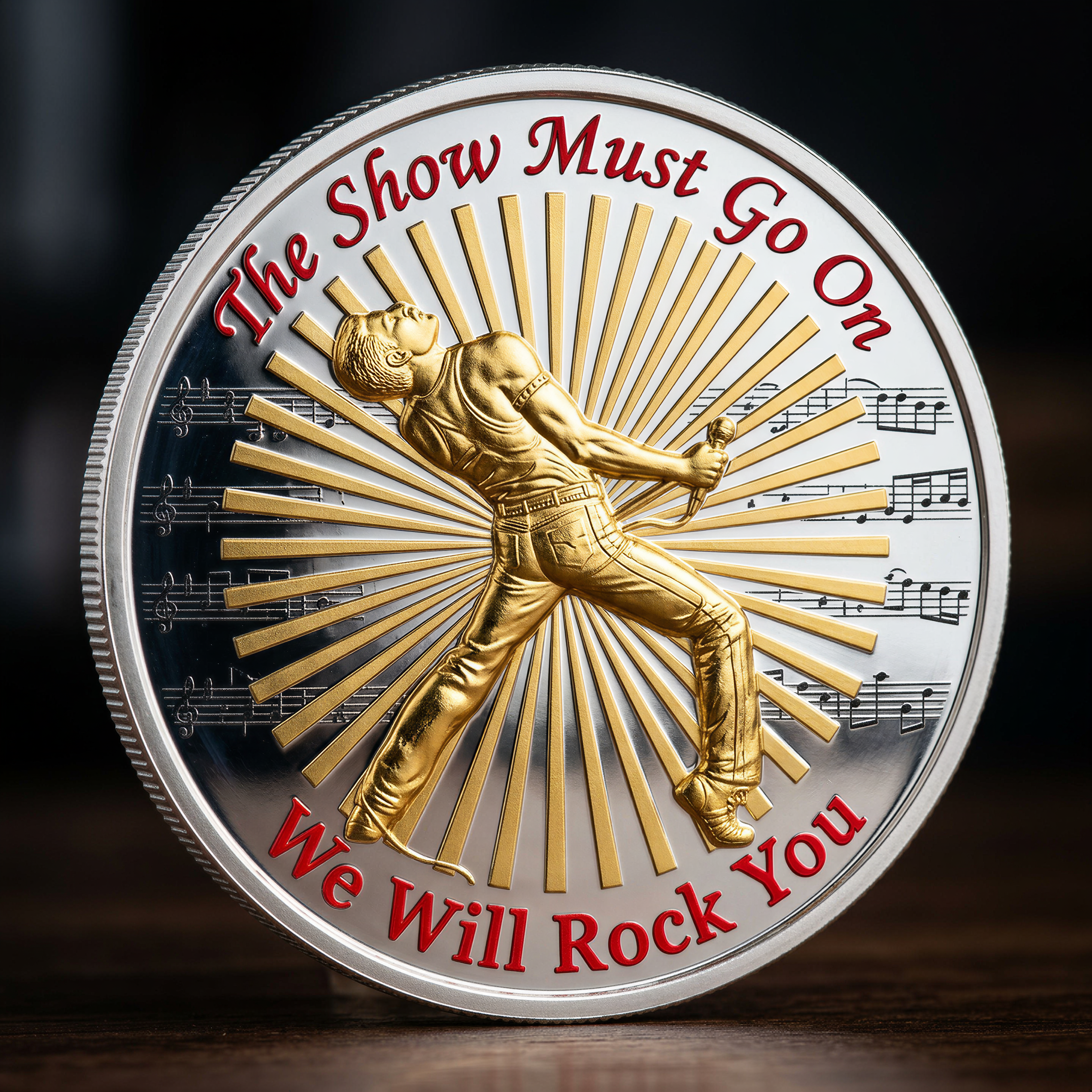 🔥Limited Edition Only 500pcs on available 🔥 🇬🇧 Queen 55th Anniversary Commemorative Coin - "The Show Must Go On"🎸👑