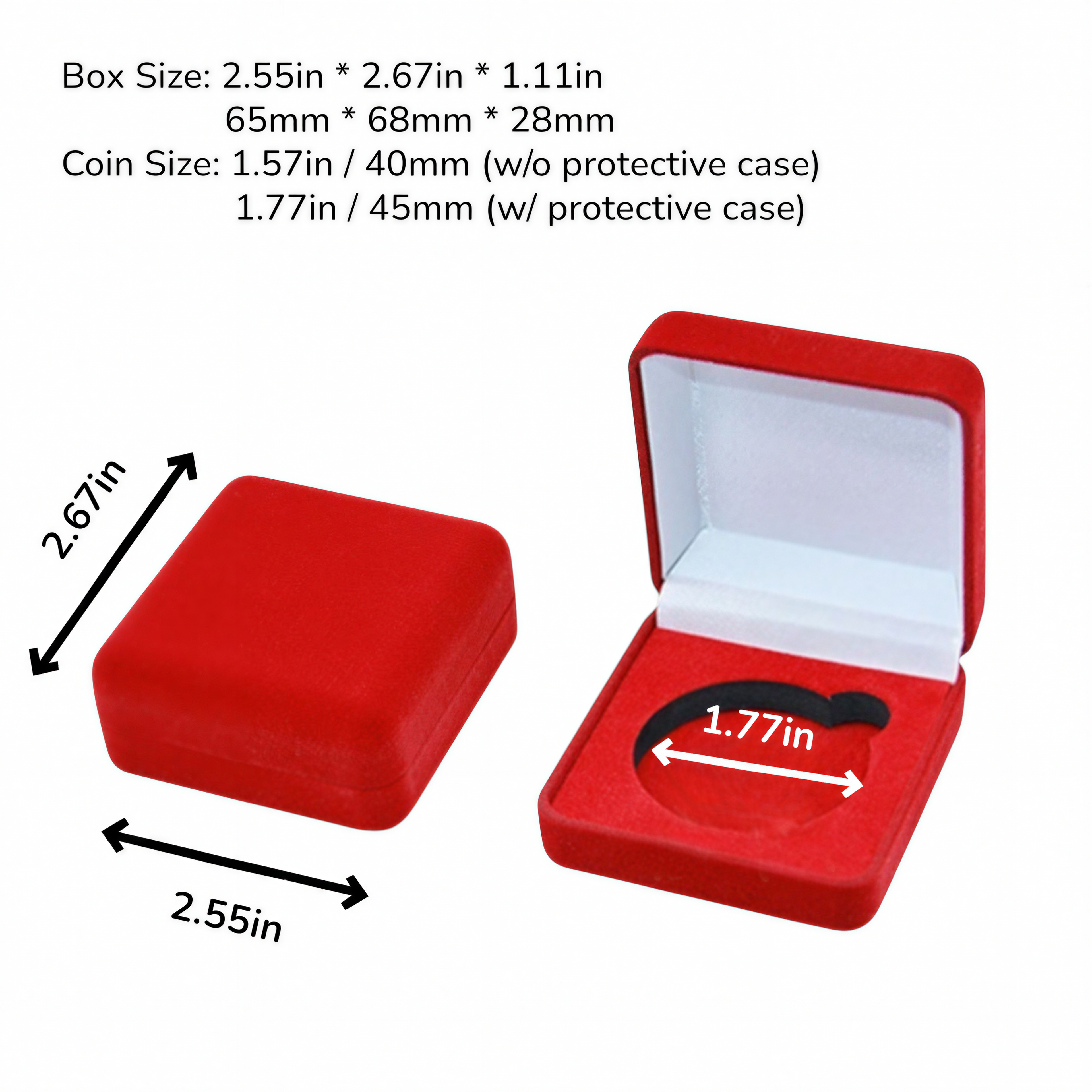 Premium Velvet Coin Gift Box - Elegant Display Case for Commemorative Coins (Blue/Red/Black) ✨