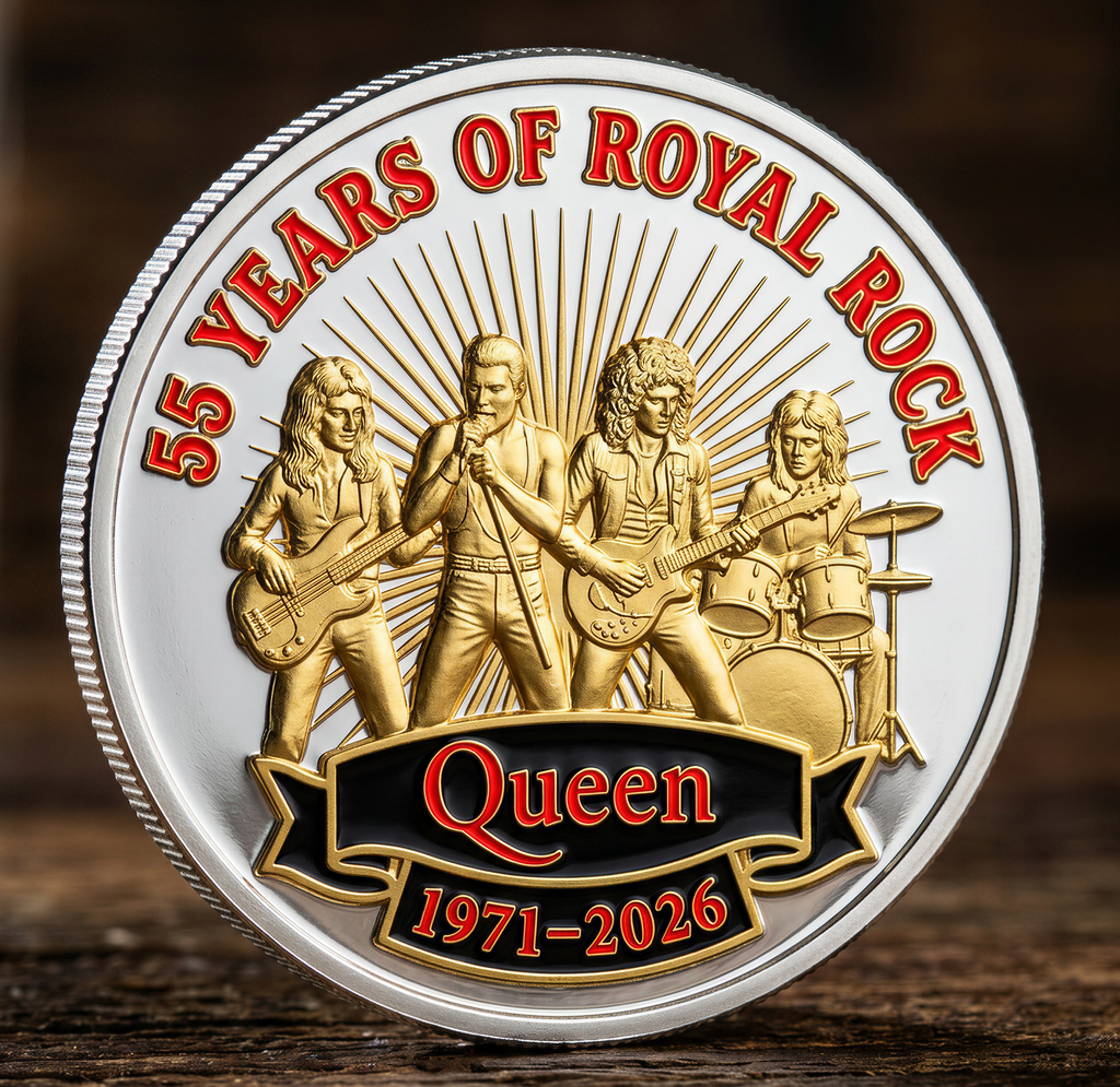 🔥Limited Edition Only 500pcs on available 🔥 🇬🇧 Queen 55th Anniversary Commemorative Coin - "The Show Must Go On"🎸👑